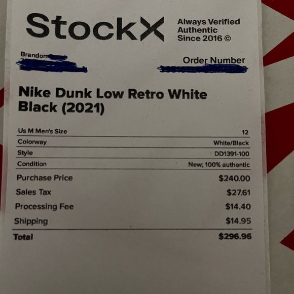 Nike Dunk Low Size 12 Black/White (pandas) - Picture 11 of 11